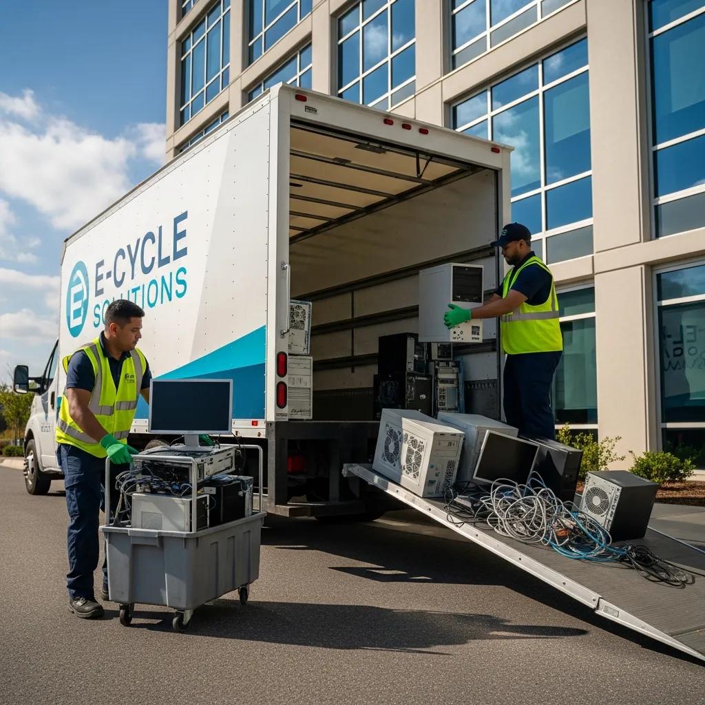 E-waste pickup service loading electronics for secure disposal