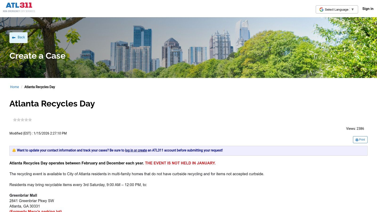 City of Atlanta, Atlanta Recycles Day (Greenbriar Mall)