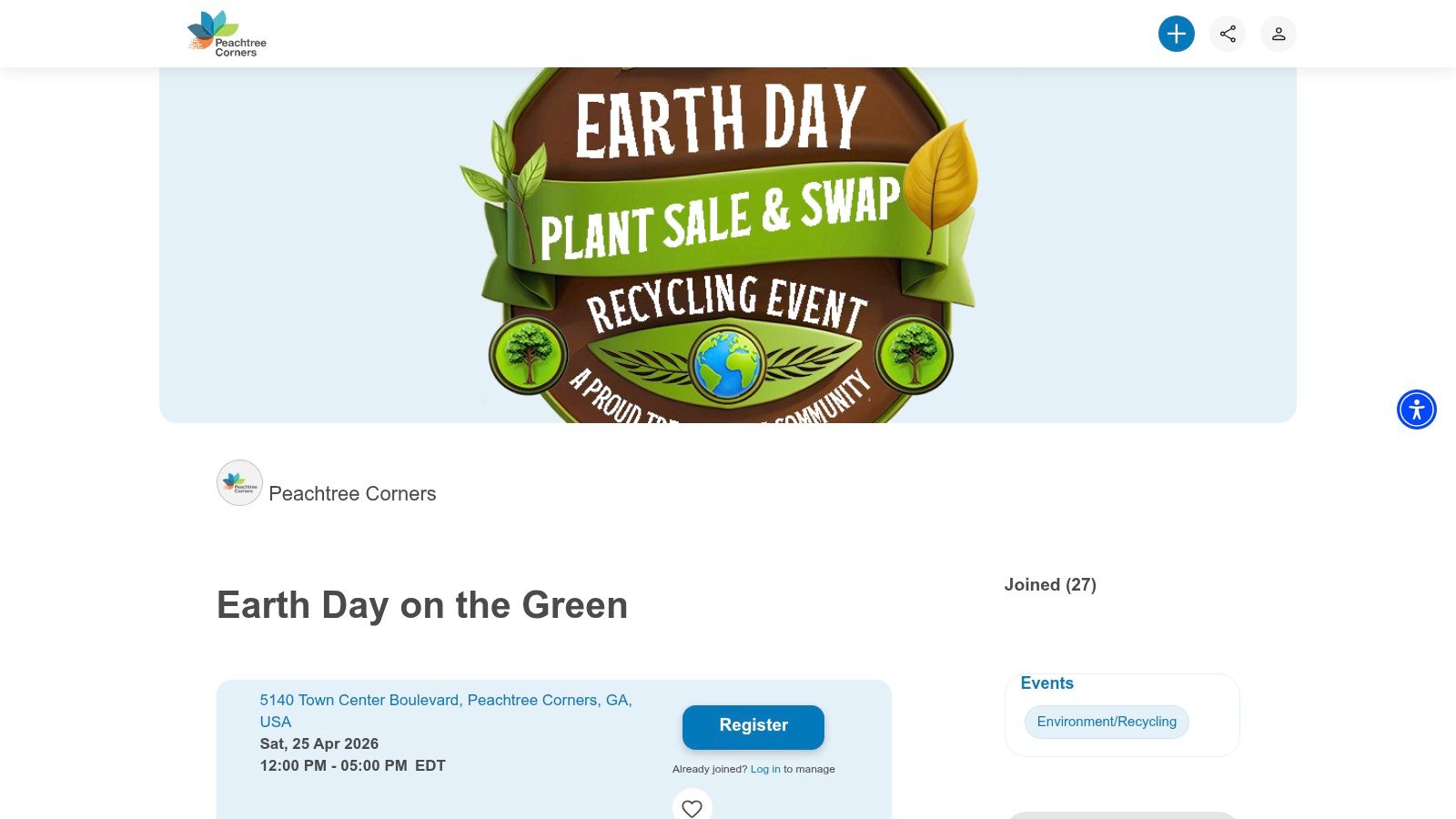 Earth Day on the Green – Peachtree Corners (Town Green)