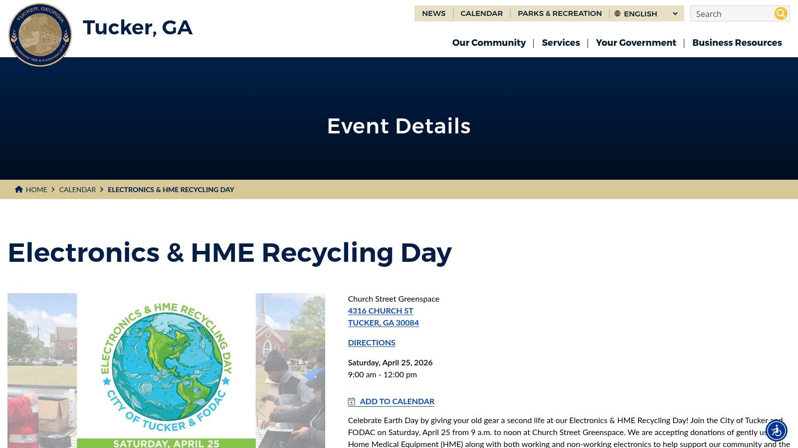 City of Tucker + FODAC – Electronics & HME Recycling Day (Tucker)