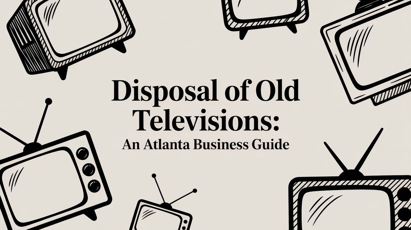 disposal-of-old-televisions-vintage-tvs - Beyond Surplus ITAD | 770-740-6640 Informational illustration with vintage televisions surrounding the title 'Disposal of Old Televisions: An Atlanta Business Guide'