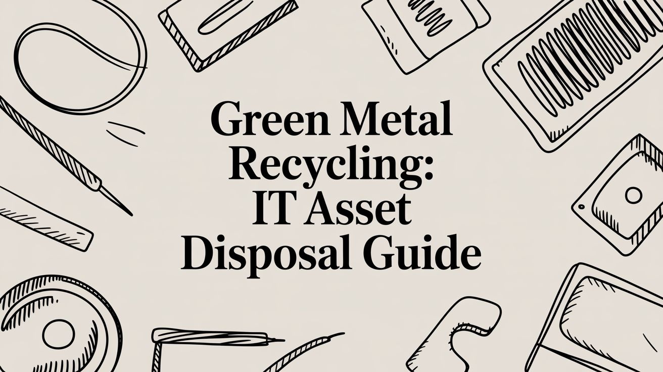 Cover image with the title 'Green Metal Recycling: IT Asset Disposal Guide' surrounded by hand-drawn tech icons,