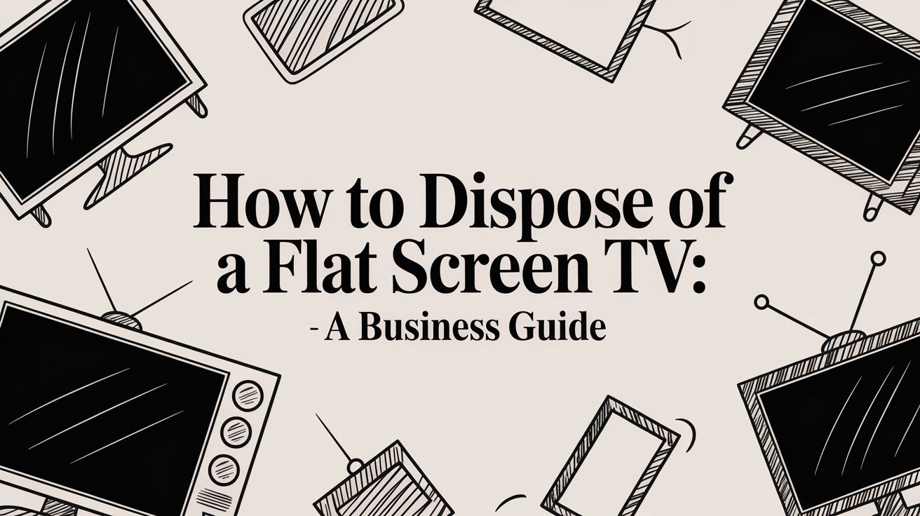 Graphic cover showing TVs around the title: How to Dispose of a Flat Screen TV: A Business Guide